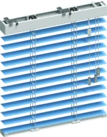 Schematische Zeichnung einer Alu-Jalousie mit Schnurbedienung